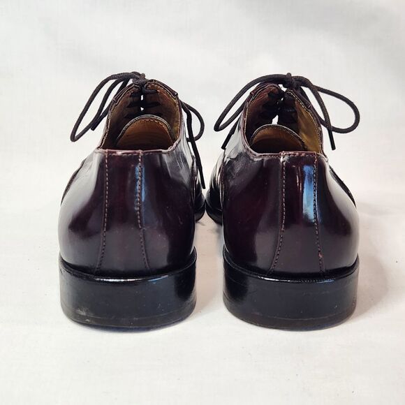 Mario Calugi Mens 7.5 Dress Shoes Brown Glossy Made in‎ Italy Lace Up - Picture 5 of 9
